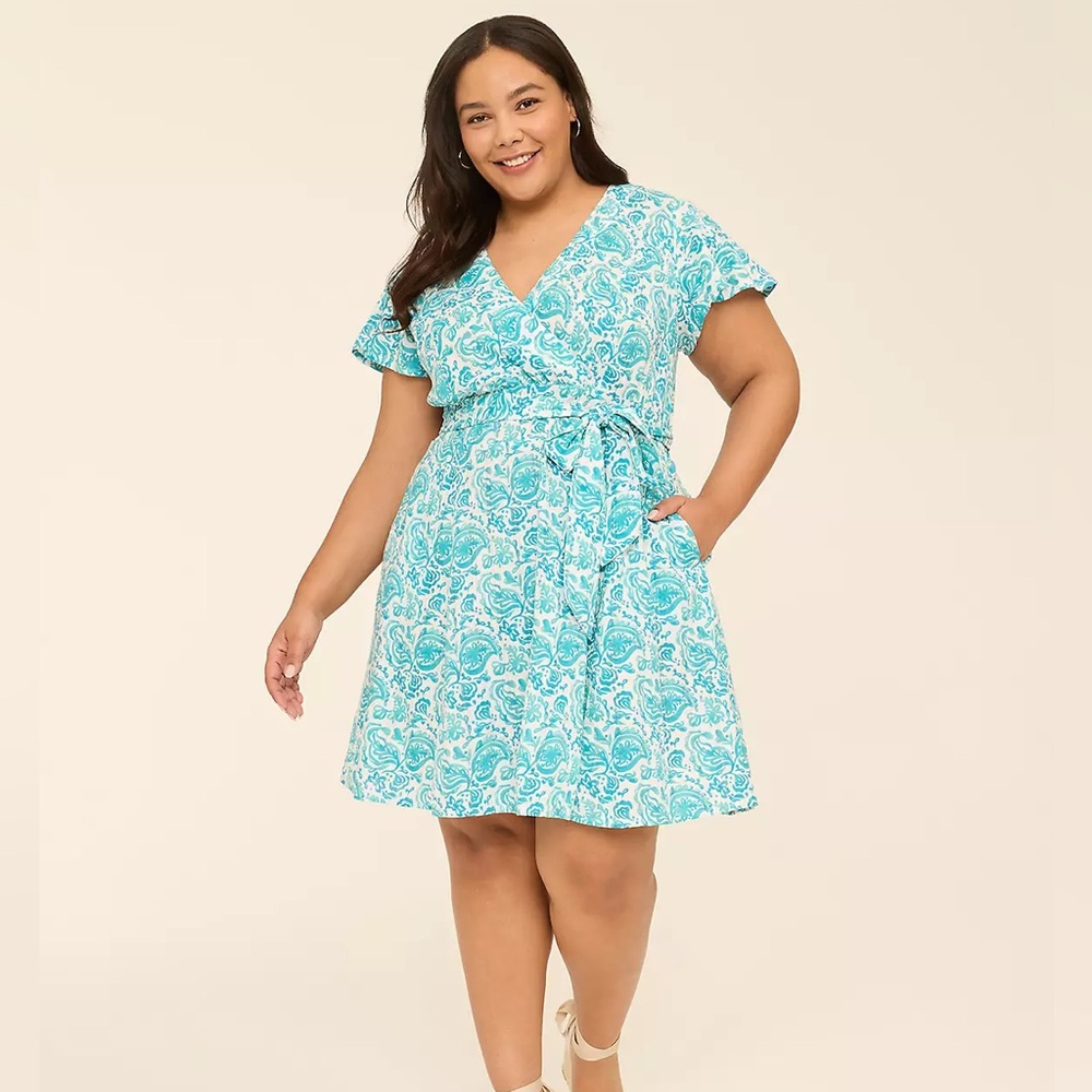 Lane Bryant Turquoise Paisley Mini Dress